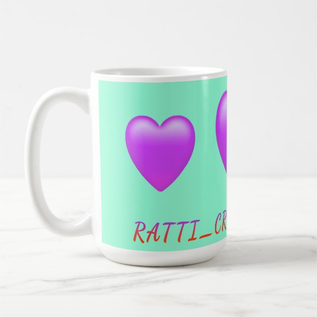 Lila Heart-formen "Ratti_Kreativ_Arts"-design Kaffemugg (Vänster)