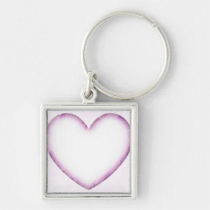 Lila Heart Fyrkantig Silverfärgad Nyckelring