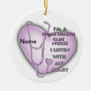 Lila Heart Home Health Sjuksköterska Julgransprydnad Keramik