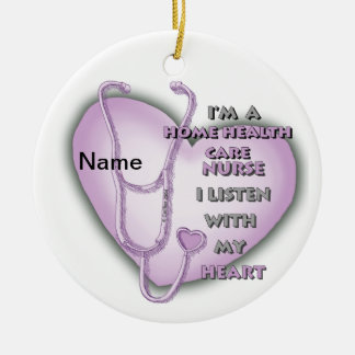 Lila Heart Home Health Sjuksköterska Julgransprydnad Keramik