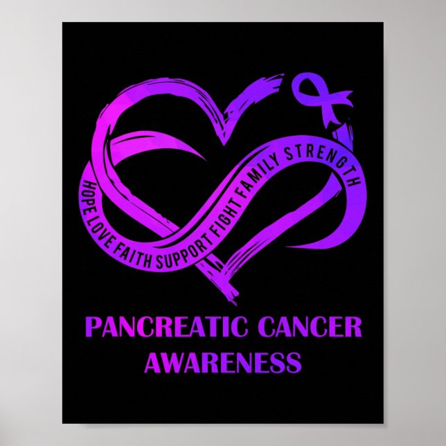 Lila Heart Hope Kärlek Faith Pancreatic Cancer Awa Poster (Framsidan)
