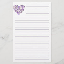 Lila Heart Lining Stationery Brevpapper