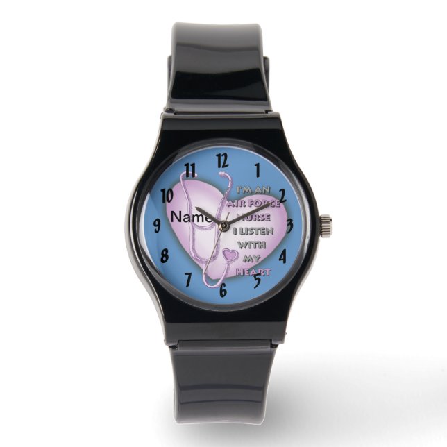 Lila Heart Luft Force Nurse Armbandsur (Framsida)