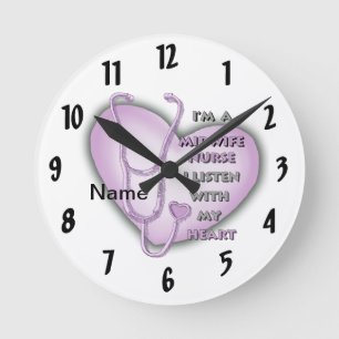 Lila Heart Midfru Nurse Rund Klocka