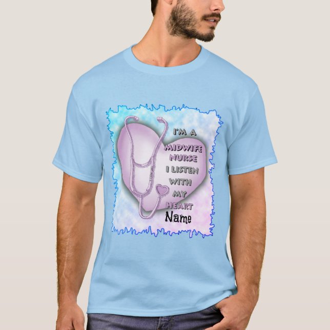Lila Heart Midfru Nurse T Shirt (Framsida)