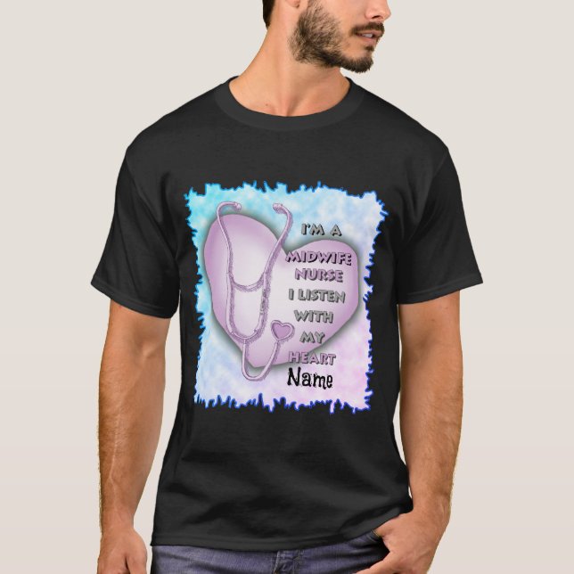 Lila Heart Midfru Nurse T Shirt (Framsida)