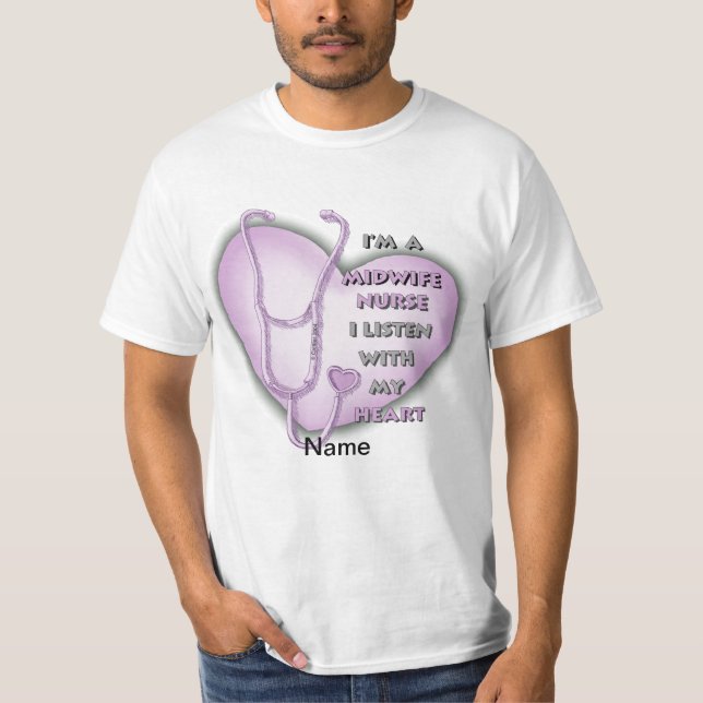 Lila Heart Midfru Nurse T Shirt (Framsida)