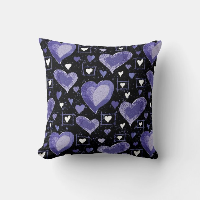 Lila Heart Mönster Kudde (Framsida)