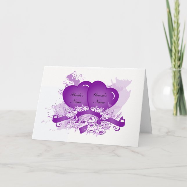 Lila Heart Note Note Card-mall Kort (Framsida)