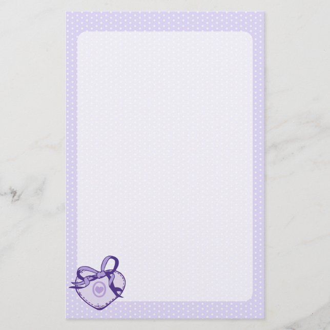 Lila Heart och Ribbon Brevpapper (Framsida)