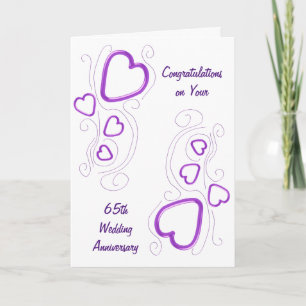Lila Heart Personlig 65e Bröllop årsdag Kort