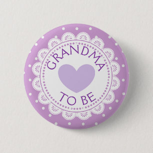 Lila Heart Polka Dot Grandma to be Button Knapp