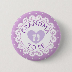 Lila Heart Polka Dot Grandma to be Button Knapp