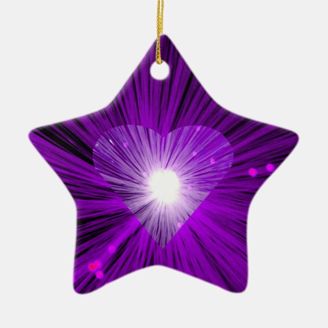 Lila Heart prydnadsstjärna Julgransprydnad Keramik (Framsidan)
