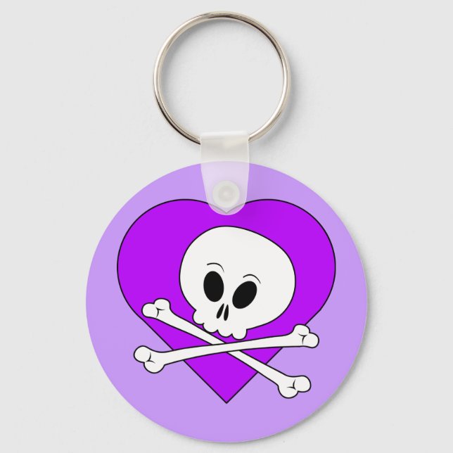 Lila Heart Skull Nyckelring (Framsida)