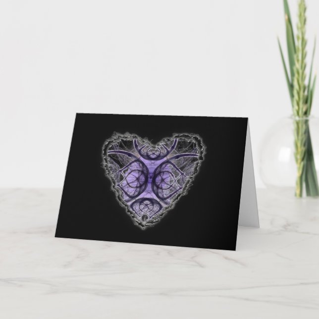 Lila Heart Valentine Kärlek Helgkort (Framsida)