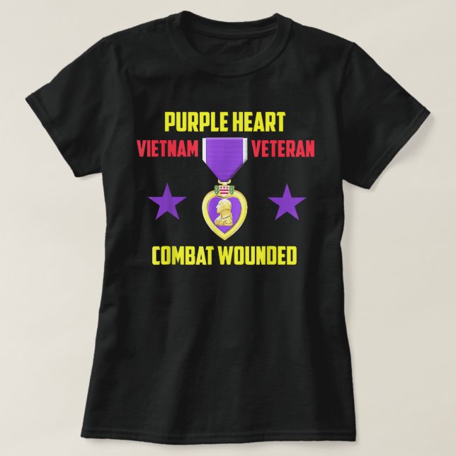 Lila Heart Vietnam Veteran T Shirt (Design framsida)