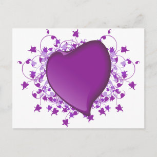 Lila Heart Vykort