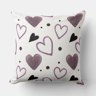 Lila Heart Watercolor Pillow Kudde