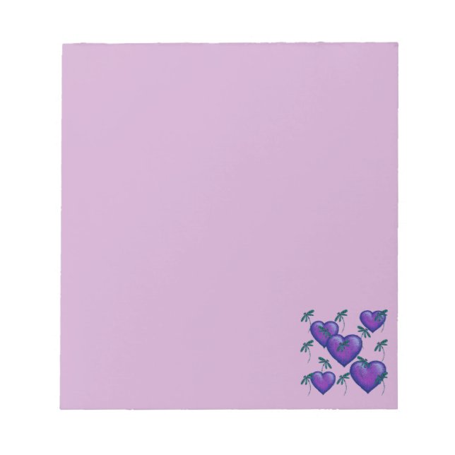 Lila Hearts and Dragonflies Anteckningsblock (Framsida)