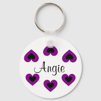 Lila Hearts Anpassade Valentine Namn Keychain Nyckelring