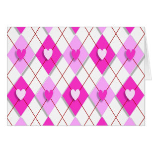 Lila Hearts Argyle Hälsningskort