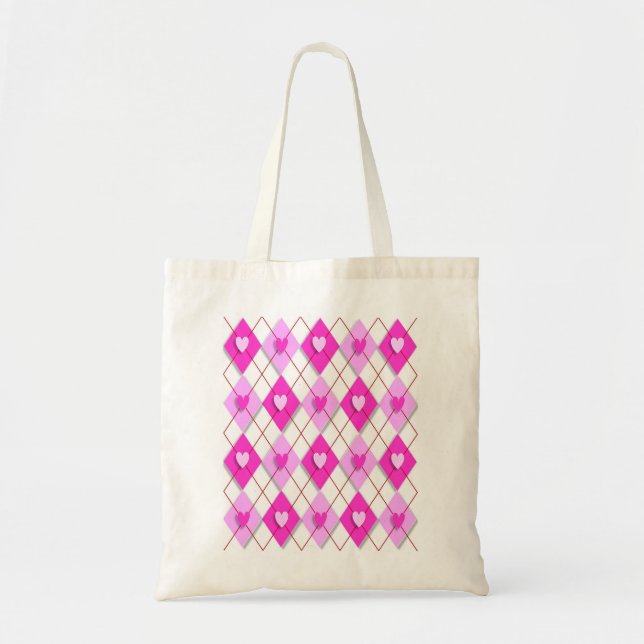 Lila Hearts Argyle Tygkasse (Framsidan)