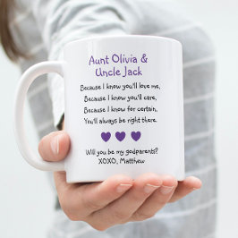 Lila Hearts, blir du min gudföräldrars Dikt Foto? Kaffemugg