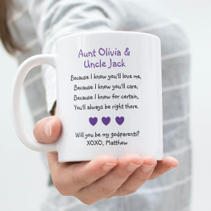 Lila Hearts, blir du min gudföräldrars Dikt Foto? Kaffemugg