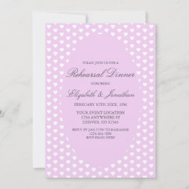 Lila Hearts Bröllop Rehearsal Middag Inbjudningar