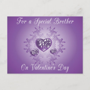 Lila Hearts Brother Valentine vykort