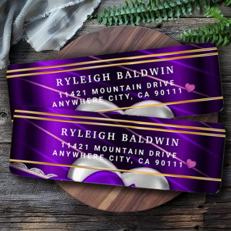 Lila Hearts Elegant Returadressetikett Returadress Etikett