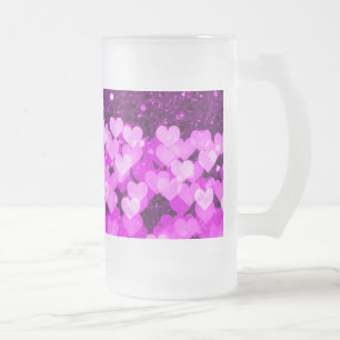 Lila Hearts Faux Glitter Frostat Ölglas