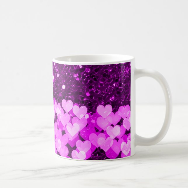Lila Hearts Faux Glitter Kaffemugg (Höger)