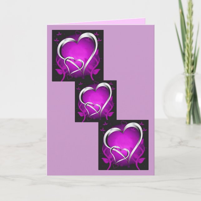 Lila Hearts Helgkort (Framsida)