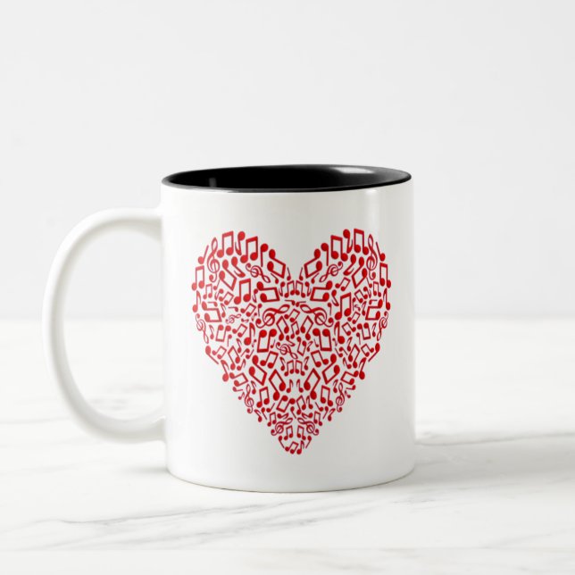 Lila Hearts Mönster (8'), Romantik Note Två-Tonad Mugg (Vänster)