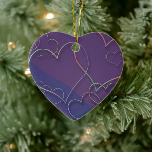 Lila Hearts Mönster keramiska prydnadsföremål Julgransprydnad Keramik