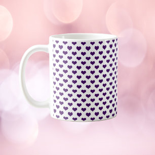 Lila Hearts Mönster White Background Kaffemugg