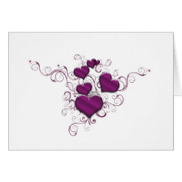 Lila Hearts och Ribbon Intertwted Hälsningskort