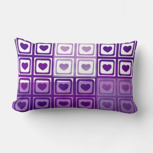 Lila Hearts Retro Art Deco Pillow Lumbarkudde