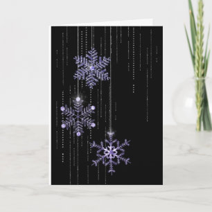 Lila Helgdag Snöflingor och diamanter Helgkort