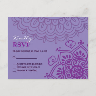 Lila HEMSA HAND of GOD Bat mitzvah Reply Card OSA Kort