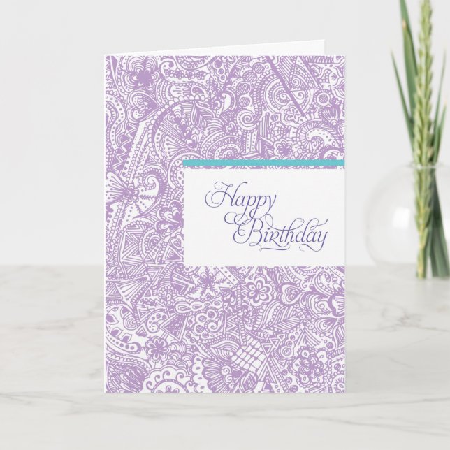 Lila Henna Birthday Card Kort (Framsida)
