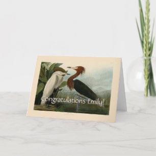 Lila Heron Audubon Bird Wildlife Painting Kort