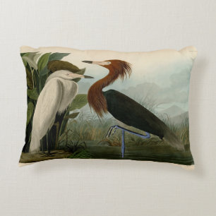 Lila Heron Audubon Bird Wildlife Painting Prydnadskudde