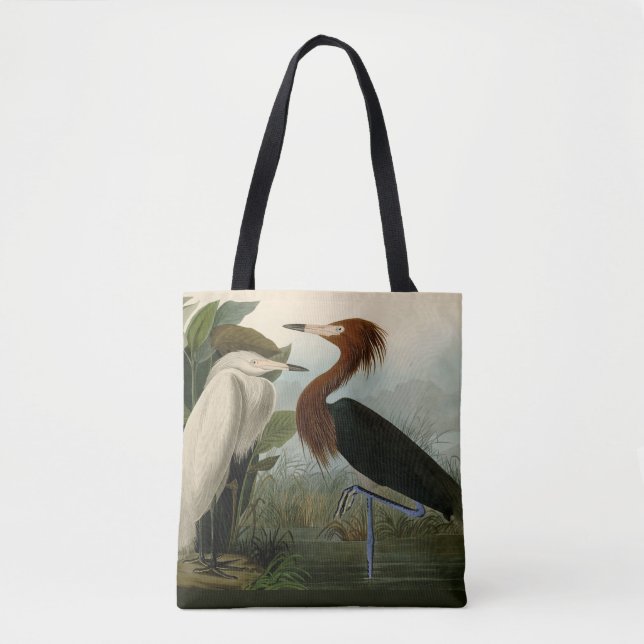 Lila Heron Audubon Bird Wildlife Painting Tygkasse (Framsida)