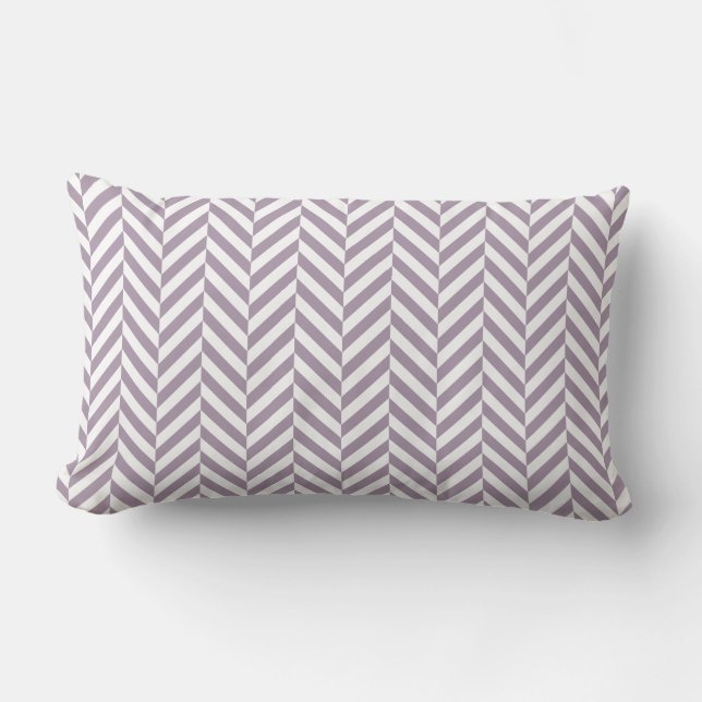 Lila Herringbone Mönster Anpassningsbar Monogram Lumbarkudde (Framsida)