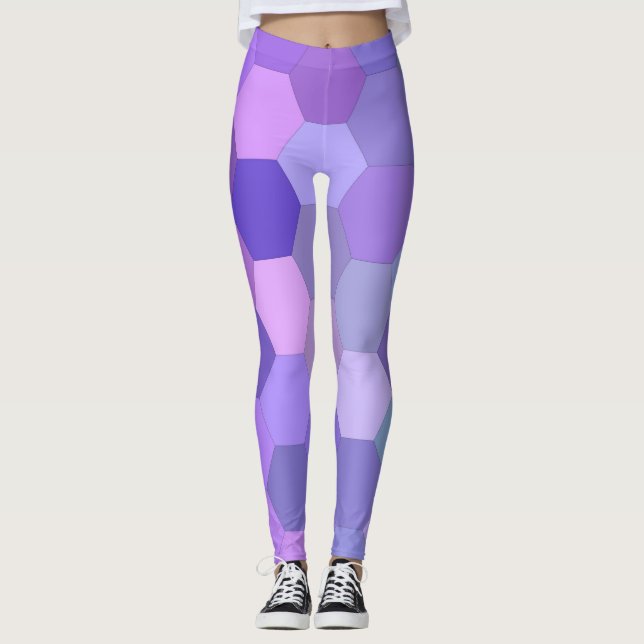 lila hexagonlegeringar leggings (Framsida)