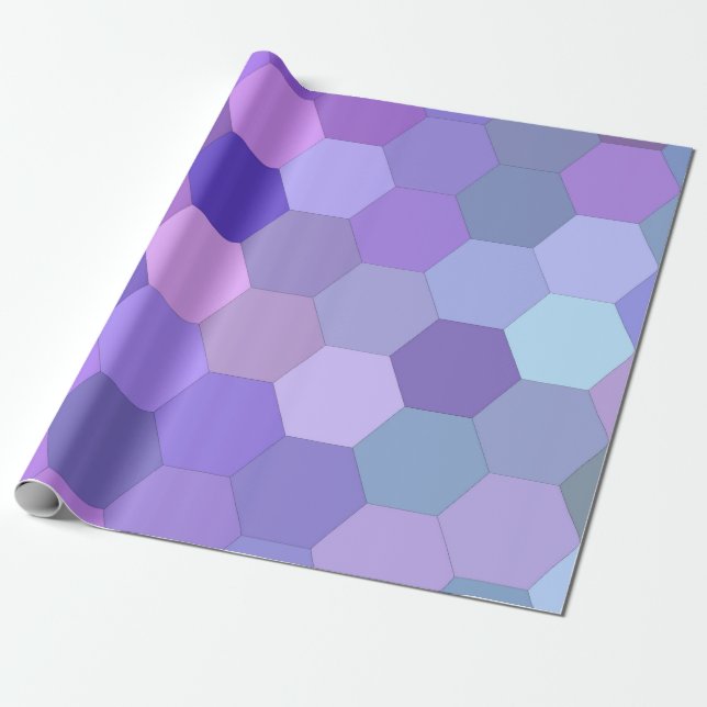 lila hexagons pappra förpackning presentpapper (Utrullad)