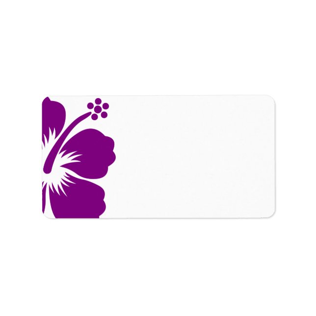 Lila hibiscus bröllop blank adressetikett (Framsidan)